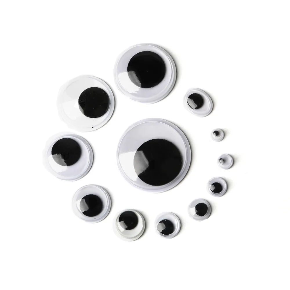 

200PCs 5mm/7mm/10mm/12mm/15mm Mixed Round Googly Eyes Self-adhesive DIY Scrapbooking For Teddy Bear Stuffed Toy Doll Accessories