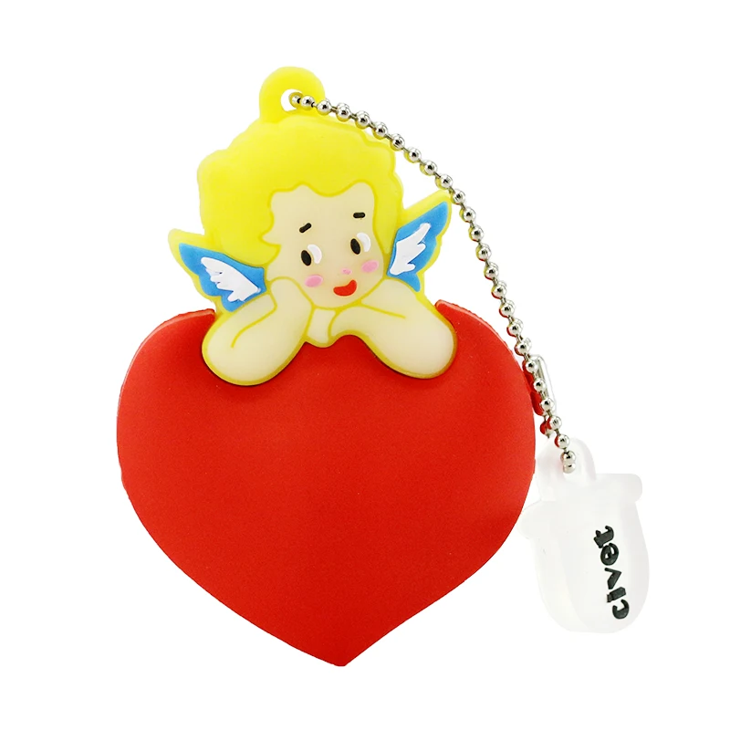 U Disk ไดรฟ์ปากกาการ์ตูนหัวใจสีแดง4GB 8GB 16GB 32GB 64GB Cartoon Cupid Usb แฟลชไดรฟ์ Flash Memory Stick Pendrive ของขวัญงานแต่งงาน