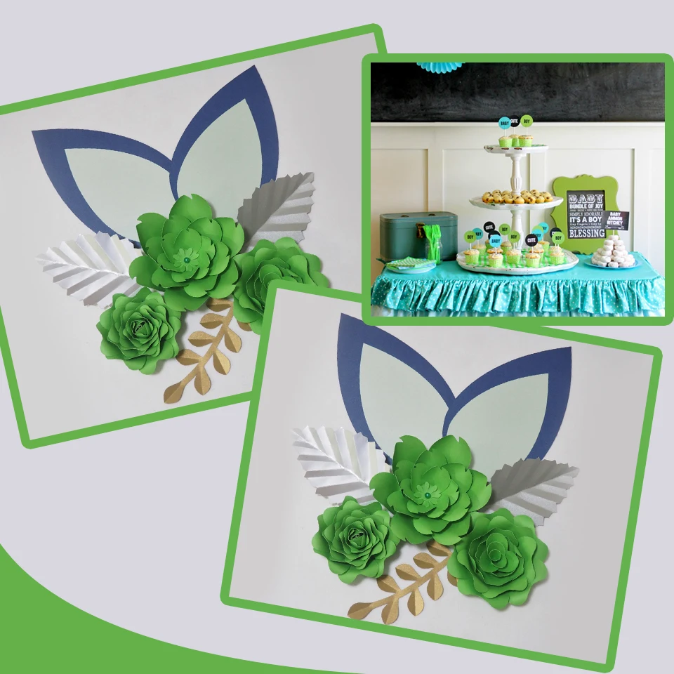 Cardstock Lime Green DIY Paper Flowers Leaves Ears Set For Wedding Event Backdrops Decorations Nursery Wall Deco Video Tutorials