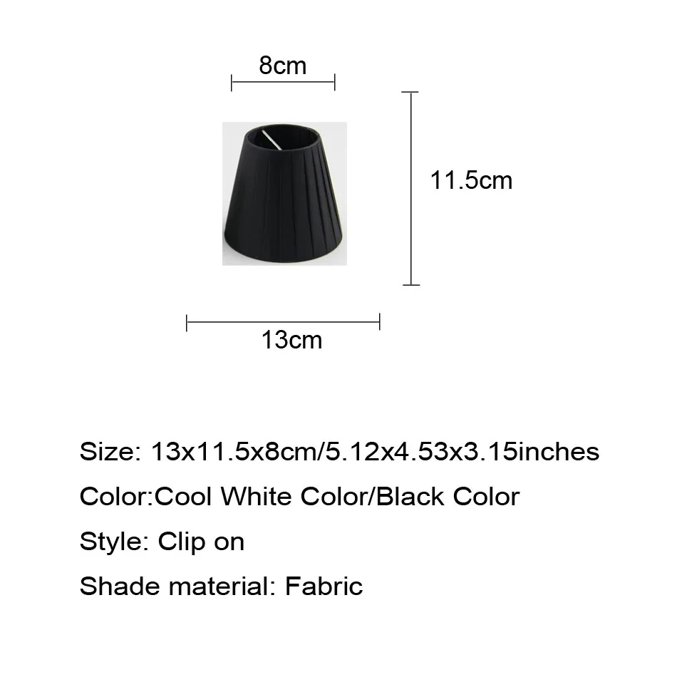 DIA 13cm/ 5.12 Inch Home Collection Chandelier Lamp Shade,White/Black Color,Side Pleat Fabric,Clip On