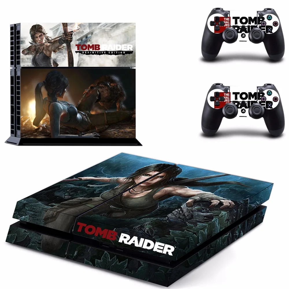 Game Tomb Raider PS4 Skin Sticker Decal For Sony PlayStation 4 Console and 2 Controllers PS4 Skins Sticker Vinyl