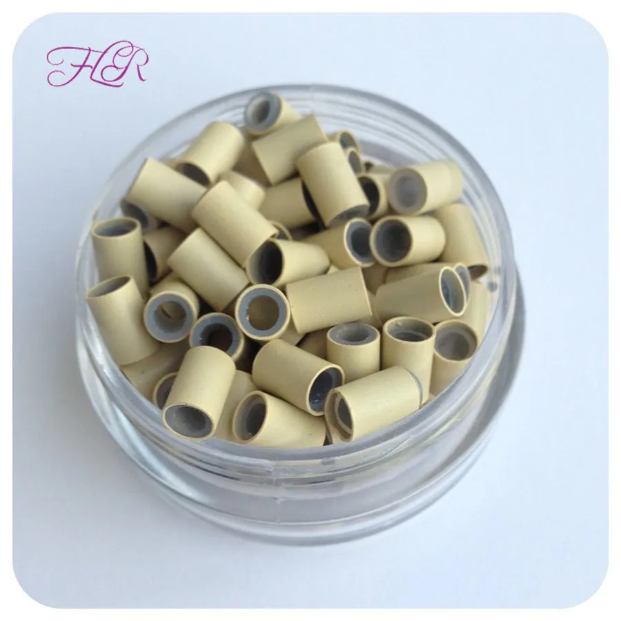 1000Units Copper Silicone Tube Micro Ring for I Bonded Tip Hair Extensions 4.0x3.0x4.0mm Micro Ring With Silicone LIne