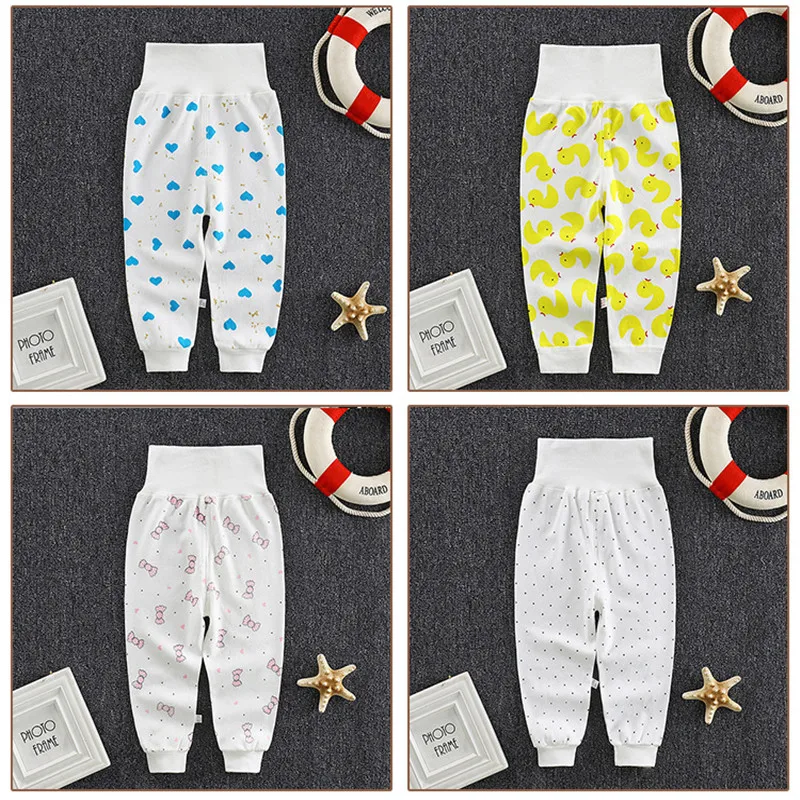 Spring Autumn Baby Clothing Infant Newborn Girls Boys PP Pants High Waist Soft Cotton Cute Print Kids Leggings Children Trousers