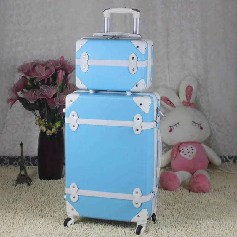 Letrend ABS Vintage Suitcase Wheels Rolling Luggage Set Spinner Women Retro Trolley Cabin Travel Bag Students Carry On Trunk