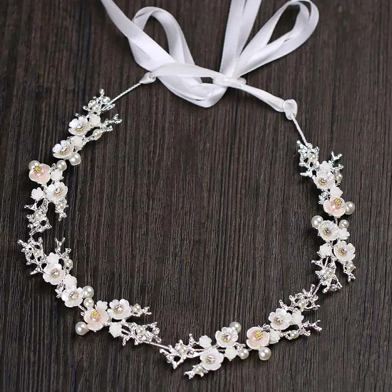 GETNOIVAS Bridal Gold/Silver Color Flower Ribbon Hairband Headband Women Headpiece Tiara Wedding Bridal Hair Jewelry Accessories image 3