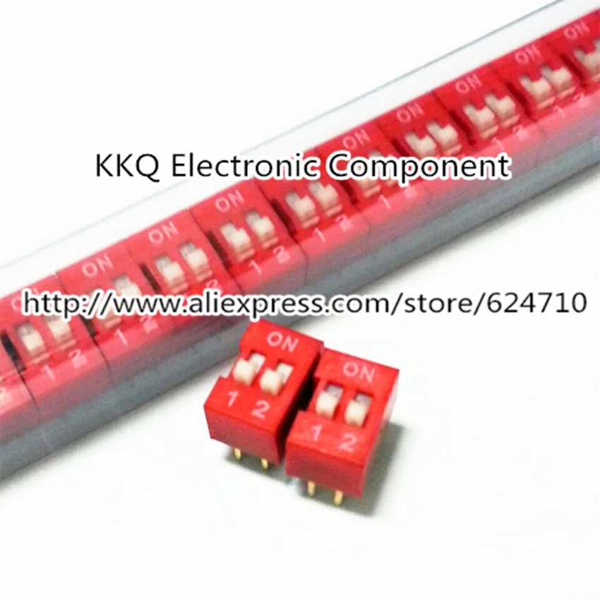 100PCS/LOT Direct dial code switch DIP switch Red Blue DS-02P DS-02 2Bit 2 Position Coding DS pitch Side Pin=2.54mm