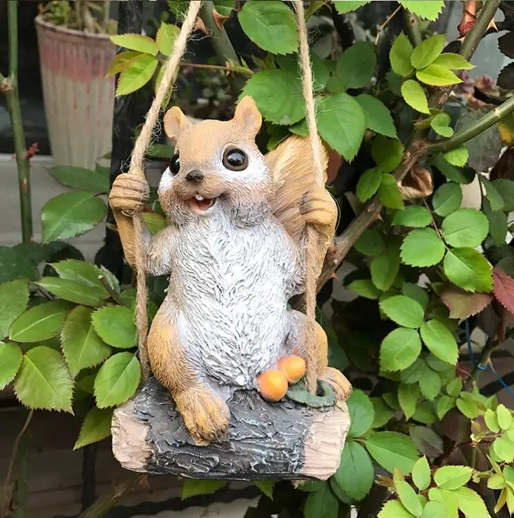 

Swing Squirrel Garden Decoration Villa Courtyard Kindergarten Estate Shop Ornaments Simulation Animal Micro Landscape