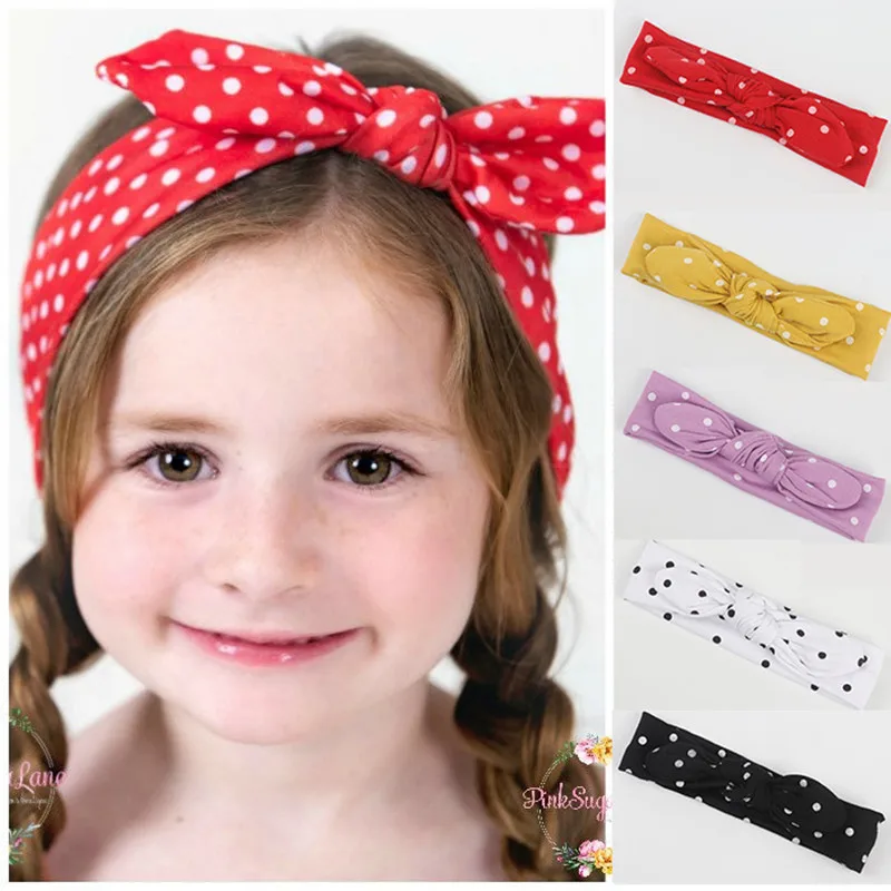 

Cotton Elastic Hair Bands Newborn Baby Girls Polka Dots Headband Bowknot Hair Band Children Infants Headband bandeau bebe