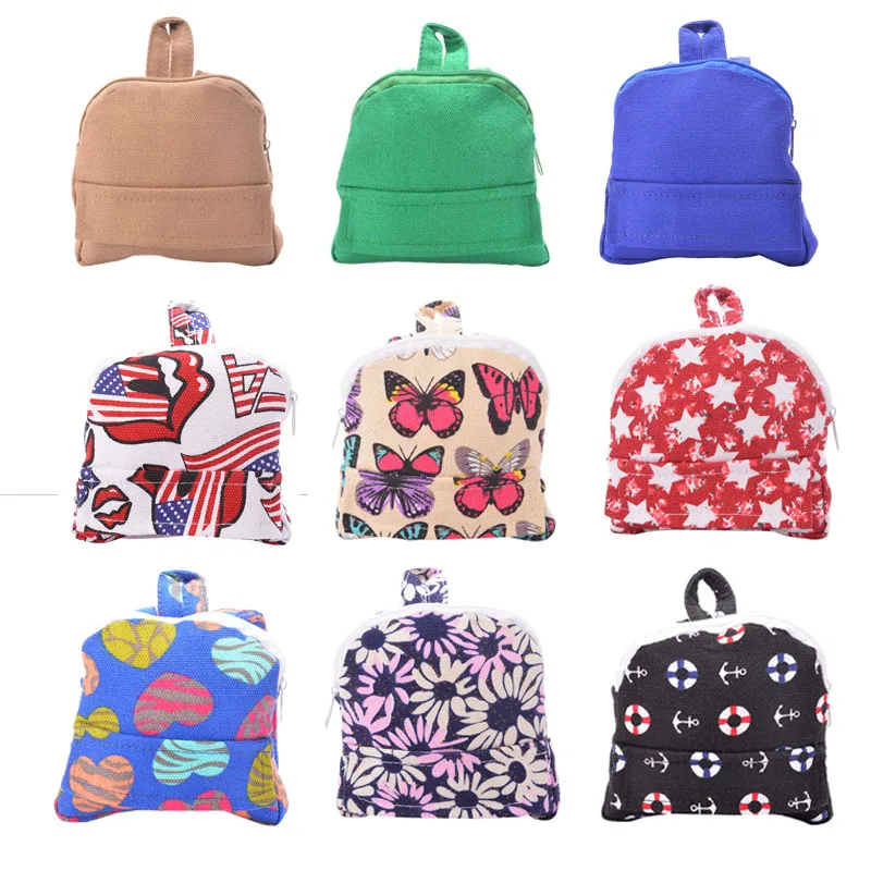 Doll Bags 10 Styles Various Patterns Fashion Doll Backpack For 18 Inch American Doll & 43 Cm Born Doll Girl`s Toy For Generation