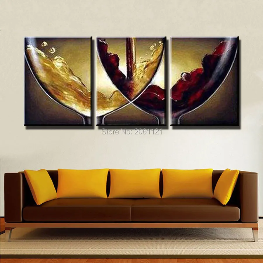 

hand paint ideas kitchen decorative oil paintings on canvas wine and Champagne Wineglass canvas picture wall decoration art