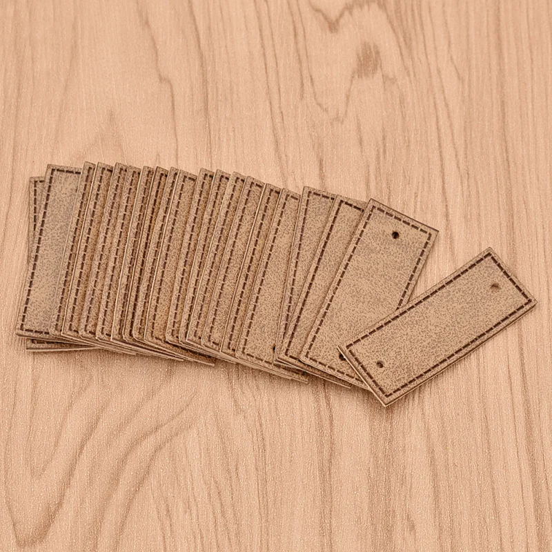 20pcs Vintage Artificial Leather Label For Garment Decoraiton DIY Handmade Craft Sewiing Bag Toys Supplies Accessories