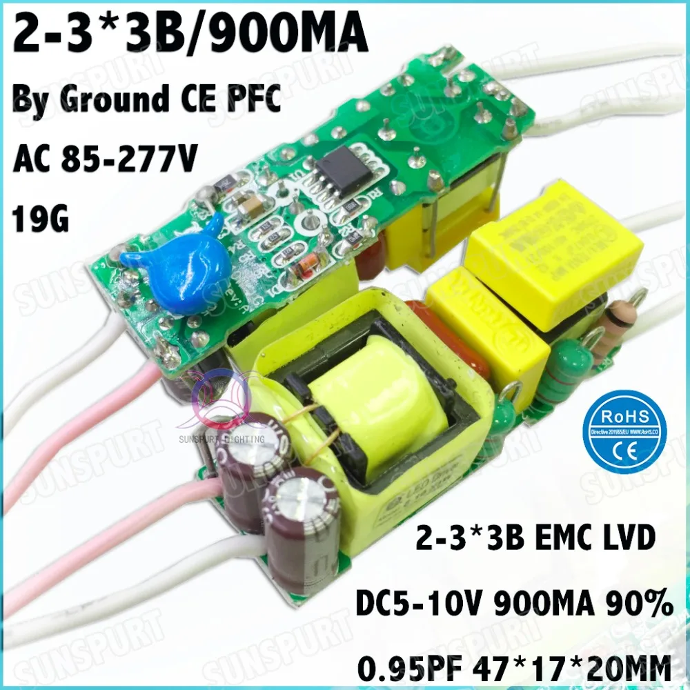 

5Pcs By CE PFC Ground 10W AC85-277V LED Driver 2-3Cx3B 900MA DC5-11V Constant Current LED Power For LED Bulb Lamp Free Shipping