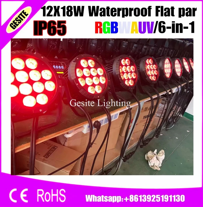 2pcs/lot 12pcs waterproof par led stage light 12x18w rgbwauv 6in1 led par can ourdoor use IP65