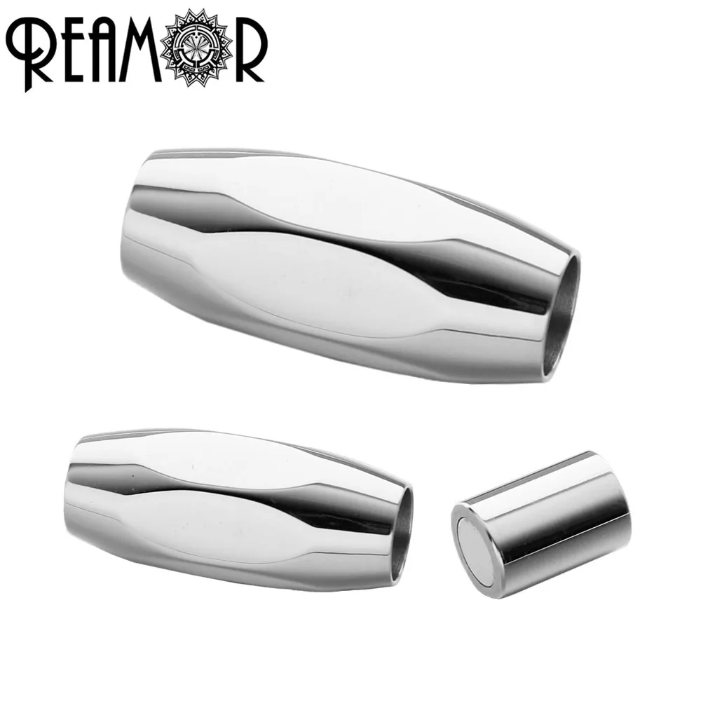 

REAMOR 316l Stainless Steel Inner Size 4mm Magnetic Clasps For Jewelry Making Leather Bracelet Metal Connectors Accessories