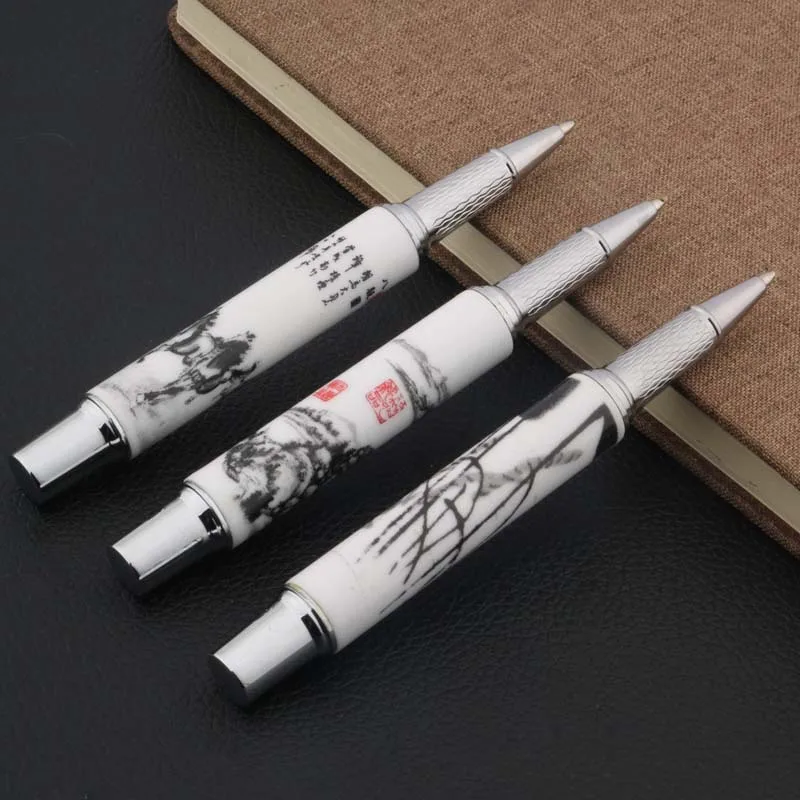 0.5MM Ceramic Rollerball Pen Chinese Red Golden Dragon Painting Stationery Office school supplies