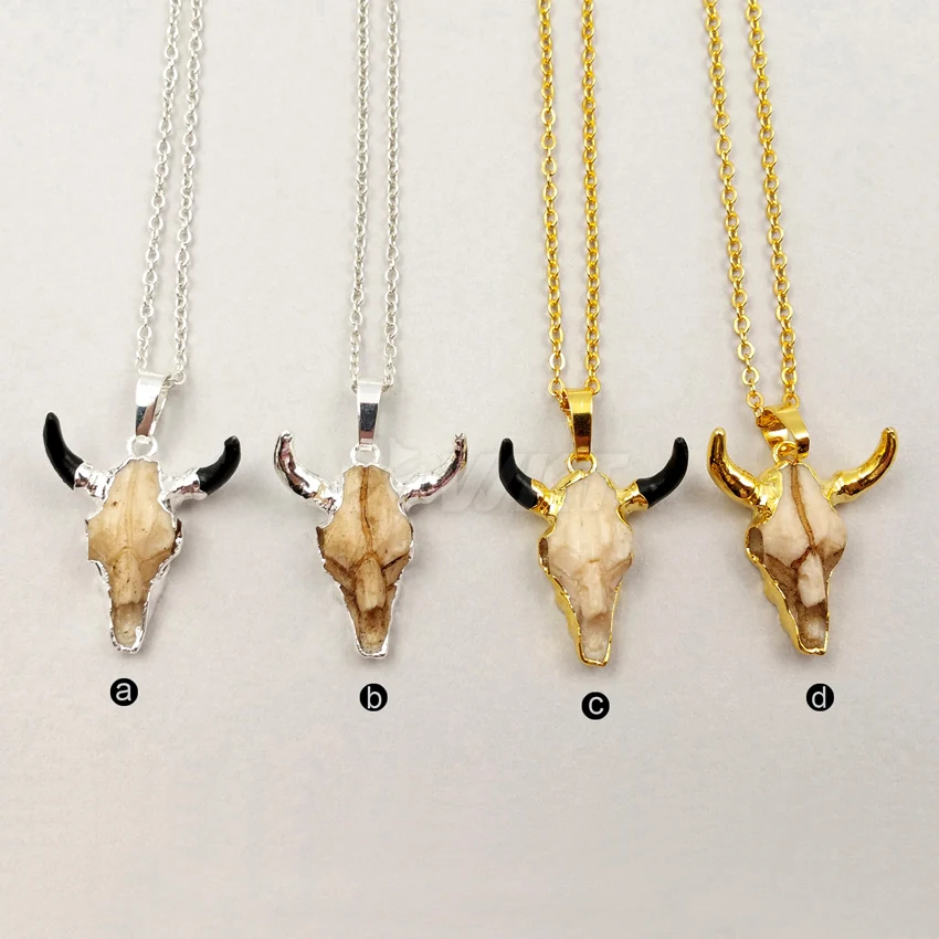 

WT-N1030 WKT Wholesale New Arrival Top Fashion For Lady Decorate Resin Pendant Jewelry Cattle Horn Shape Unique Chain Necklace