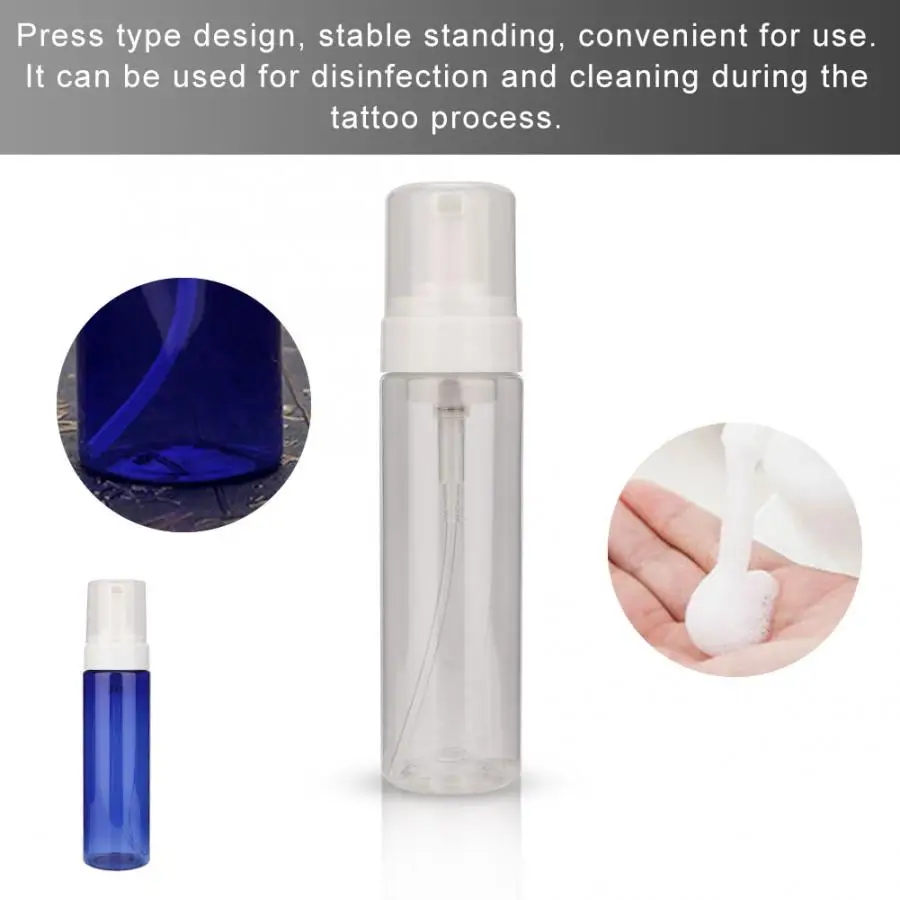 200ML Tattoo Cyanophyta Green Algae  Plastic Clear Foaming  Soap Mousses Liquid Dispenser Foaming Pump Refillable Perfume Bottle