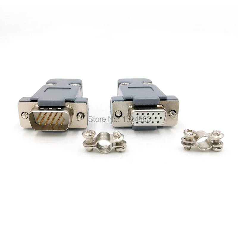 DB15 connector VGA Plug D type 15 pin hole port socket adapter female&Male Screw installation + shell DP15