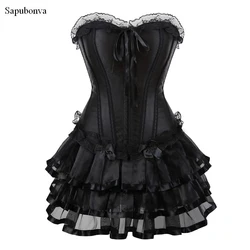 Sapubonva Corset Dress Gothic Cosplay Costume Halter Corset for Women Sexy Vintage Corset Bustier Skirt Victorian Plus Size