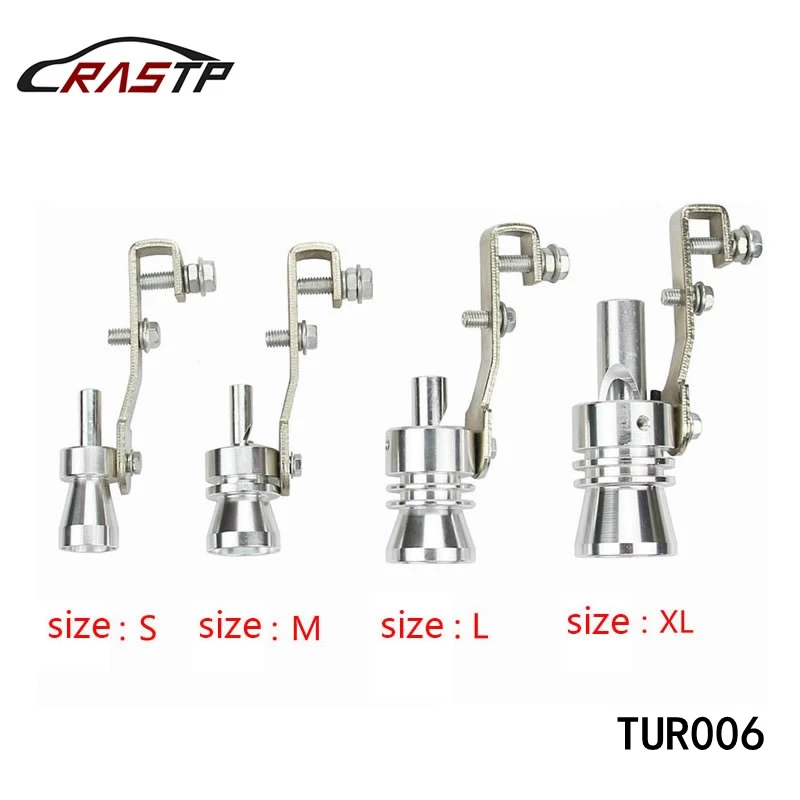 RASTP-Universal Car Turbo Sound Simulator Muffler Silver S/M/L/XL Fit for Motorcycle/Car Straight Muffler RS-TUR006