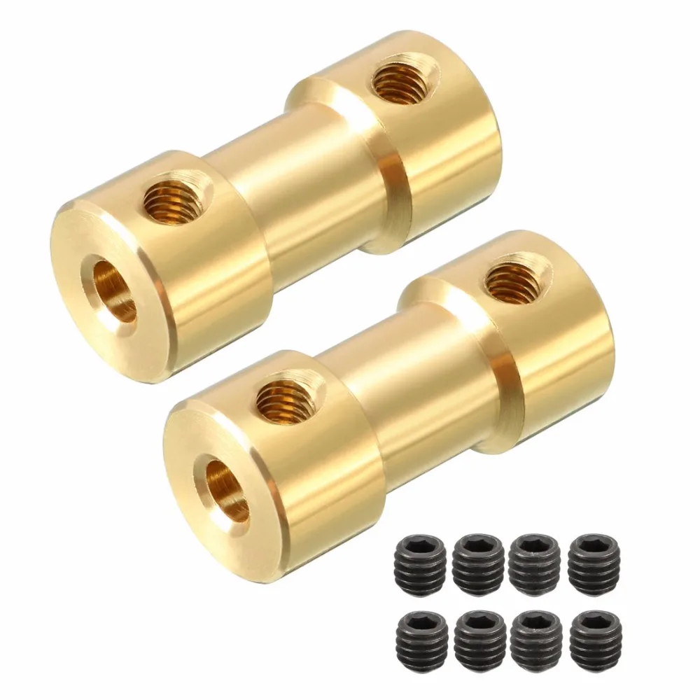 UXCELL 2PCS M3 Thread 3x3mm Shaft Coupler Connector Adapter Gold Tone for RC Model Motor L20XD9 Airplane Boat Model