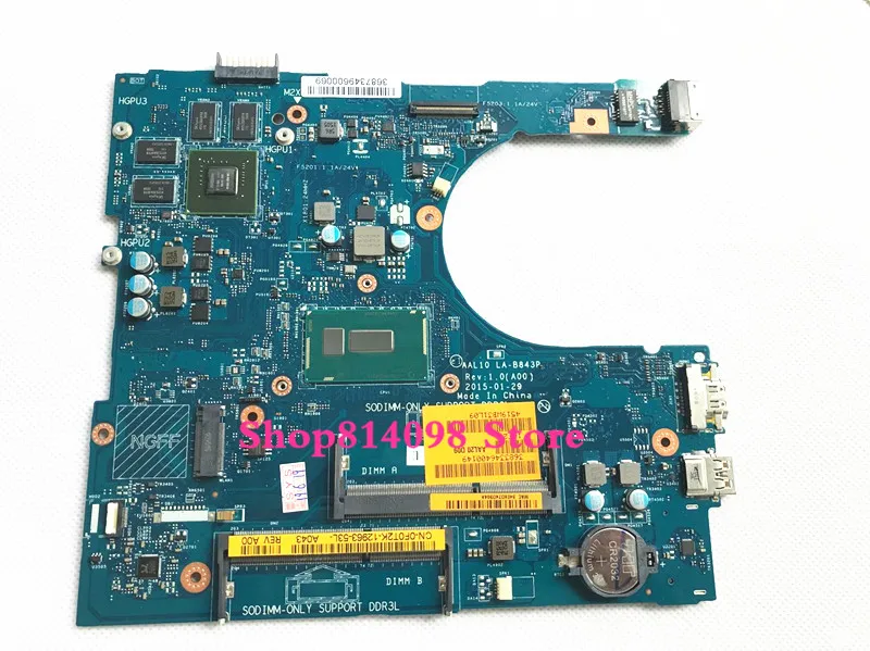 

CN-0F0T2K F0T2K Fit for Dell INSPIRON 5458 5558 5758 SERIES Laptop Motherboard AAL10 LA-B843P REV:1.0(A00) 3205U mainboard