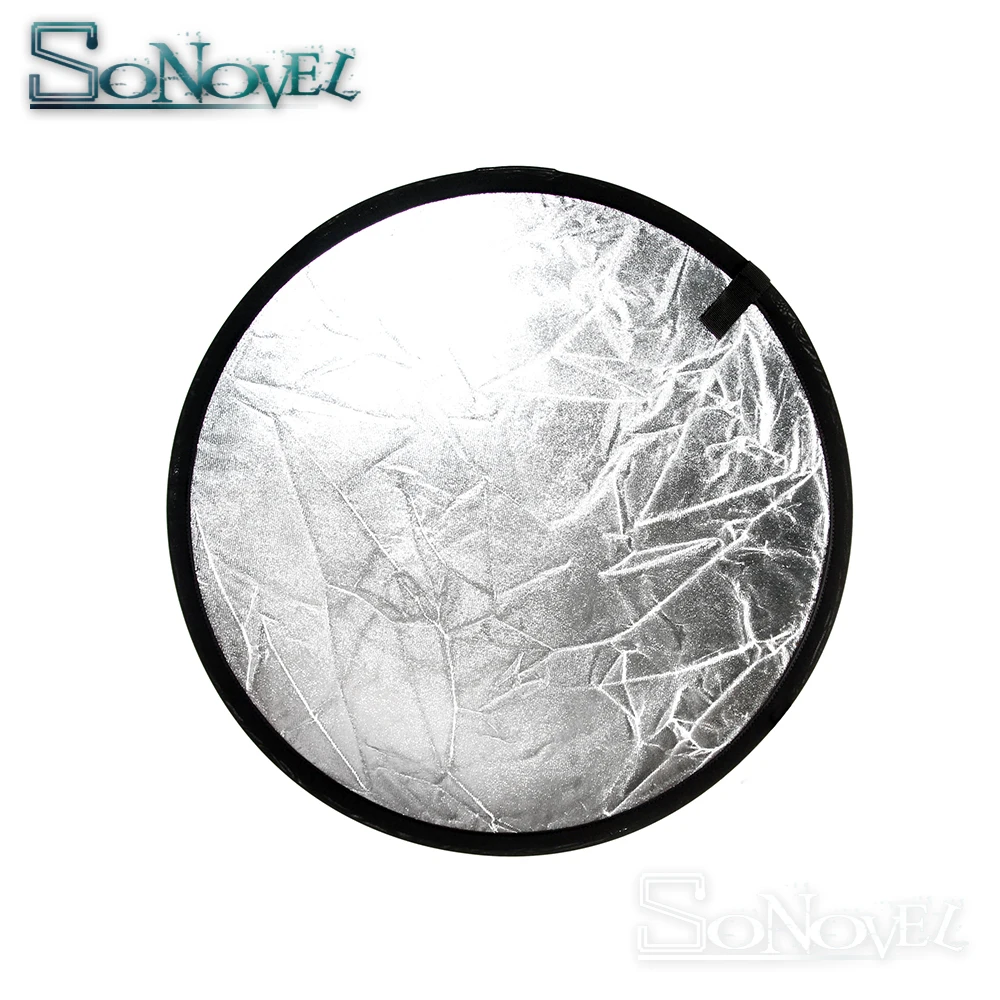 Refletor de estúdio redondo 2 em 1 60cm 24 polegadas, disco de luz dourado e prateado, refletor com bolsa