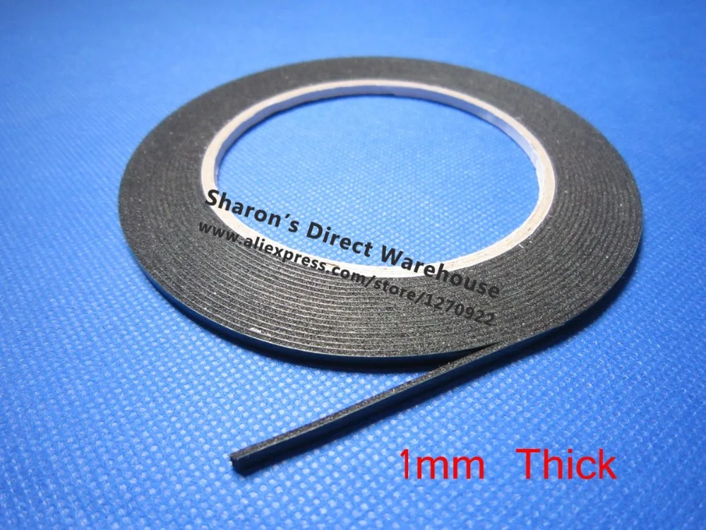 (Tebal 1Mm) Pita Busa Hitam Perekat Kuat Lengket Ganda Lebar 2Mm Tipis untuk Perbaikan Ponsel Layar Gasket PCB Tahan Debu