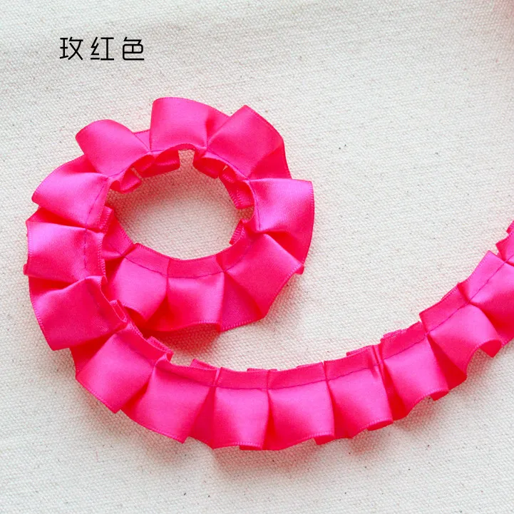 10 Yard/Lot 2,5 CM Breite Satin Plissee Band Falten Spitze Trim DIY Rock Manschetten Handwerk Puppe Kleidung Nähen zubehör – Detail 13