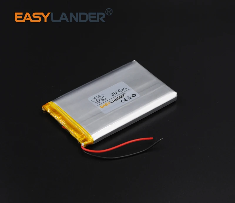 

3.7V 3800mAh 755080 Rechargeable li-Polymer Li-ion Battery For Bluetooth Notebook Tablet PC Consumer electronics DVD