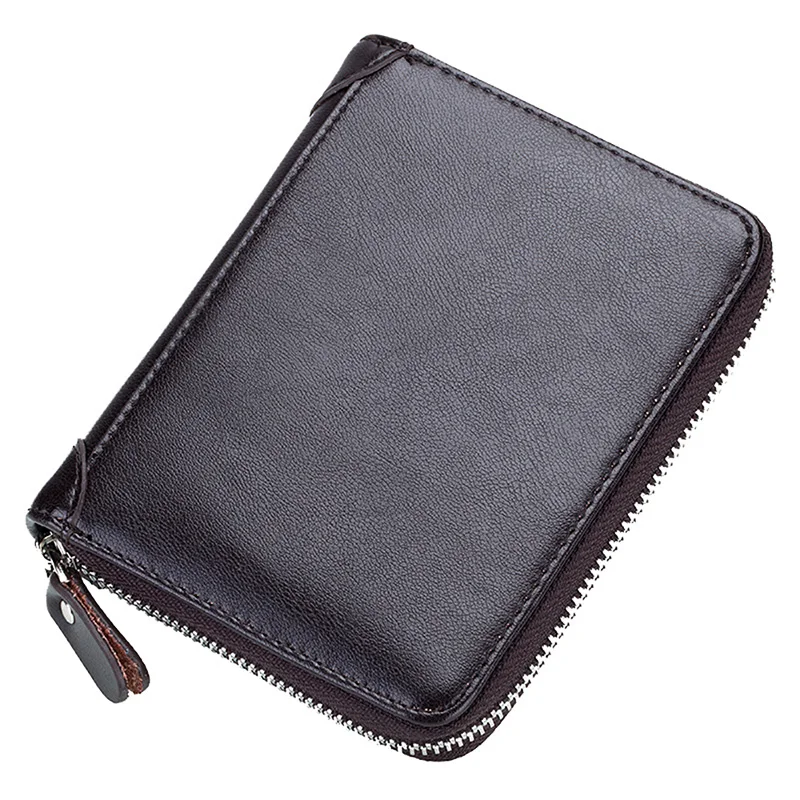 EASTNIGHTS Genuine Leather Business Card Holder Book Transparent Men Zipper Name Card Pocket Women Passport Cards Holder Case