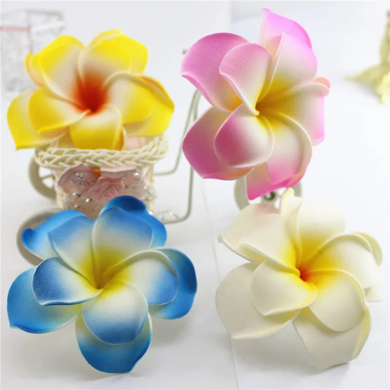 popular Brand New you pick 50 large double layer Foam Hawaiian Plumeria flower Frangipani Flower bridal hair clip 8cm