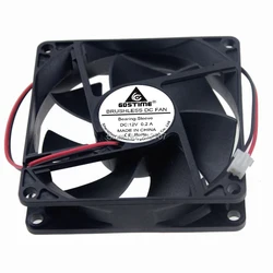 2PCS Gdstime Brushless DC Cooling Fan 12V 80mm 80x80x20mm 8020 2 PIN Sleeve-bearing