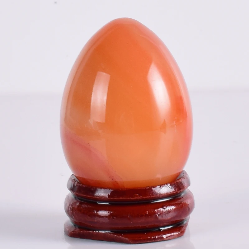 40*30mm Agate Egg & Wood Base Undrill Natural Crystal Stone Mineral Onyx Ball Home Decor Accessory Kegel Massage Yoni Egg