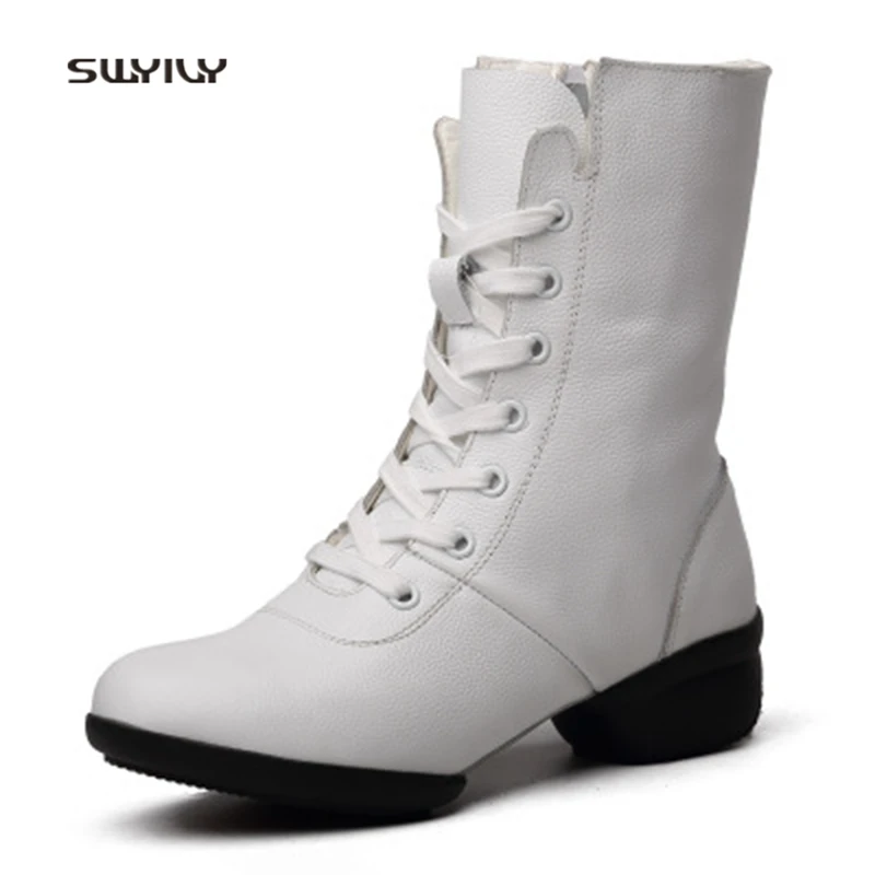 

SWYIVY Autumn Ankle Boots Woman Sport Sneakers Shoes 2019 Autumn New Wedge White Shoe Dance Platform Sneakers Genuine Leather