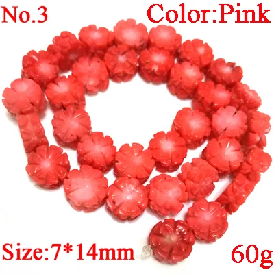 16 inches Pink Flat Flower Style Hand Carved Natural Coral Beads Loose Strand