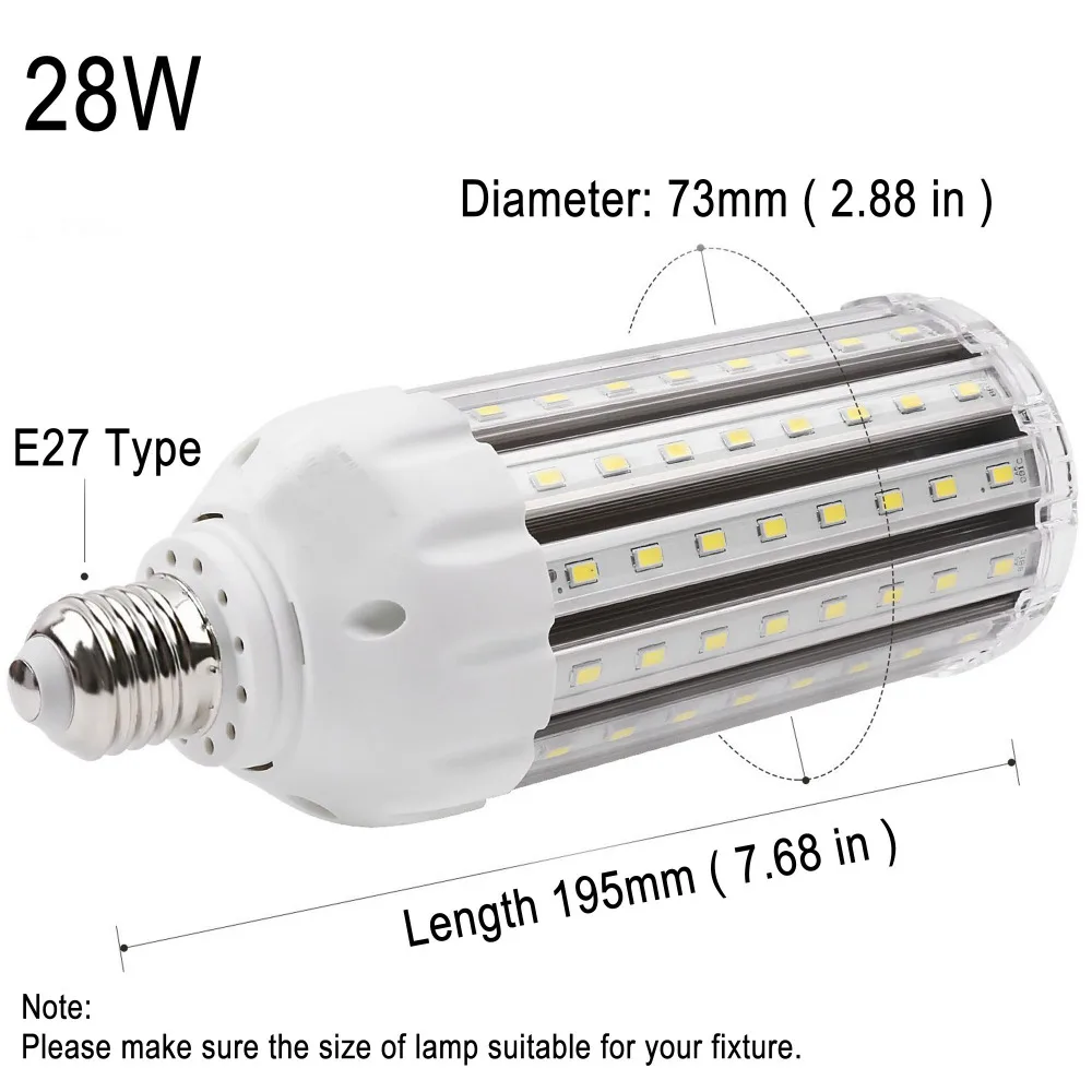 High CRI RA 95+ LED Bulbs 28W-30W AC85-265V E27 Base Ultra Bright LED Corn Light Daylight White 3500LM for Kitchen Office Room