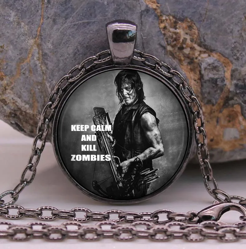 THE WALKING DEAD Necklace Pendant DARYL DIXON Crossbow Rick Grimes Punk Gothic Glasses Ancient Pendant Necklace Gift Chain