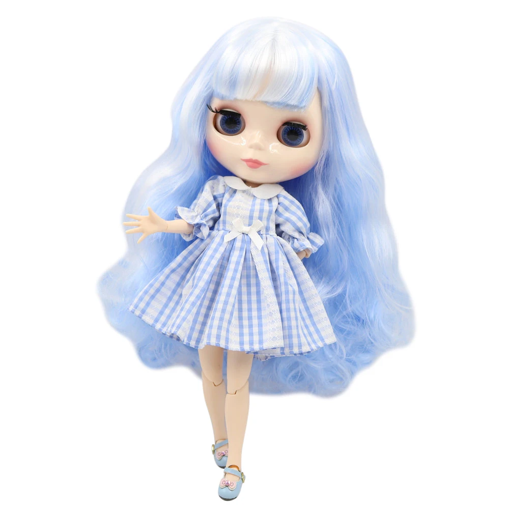 

ICY DBS Blyth doll 1/6 bjd 30cm joint body white skin Blue mixed white hair diy makeup girl gift .NO.6005/136