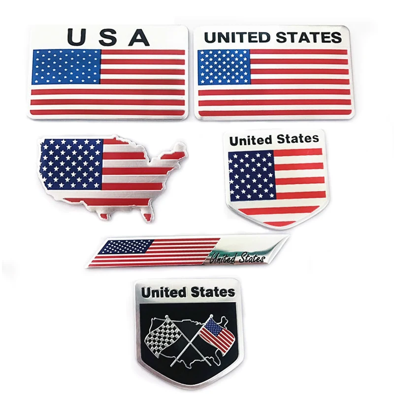 Aluminum USA United States National Flag Map Car Auto Body Stickers Automobiles Motorcycles Decorating Accessories for Phone Car