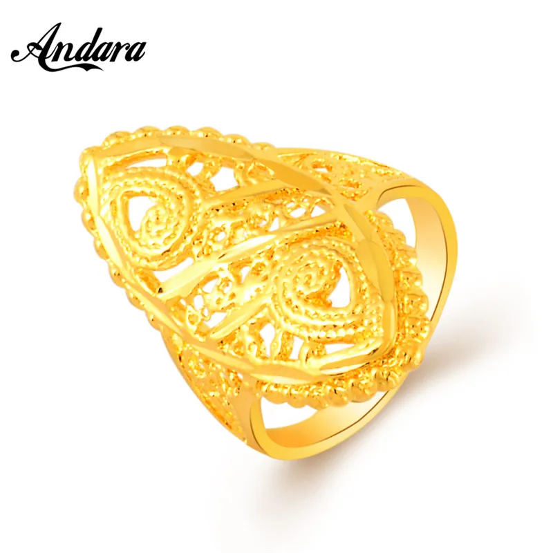 Dubai Gold Ring 24K Gold Color Engagement Women Men Finger Ring For Ethiopian / African/ Nigerian Design JR054