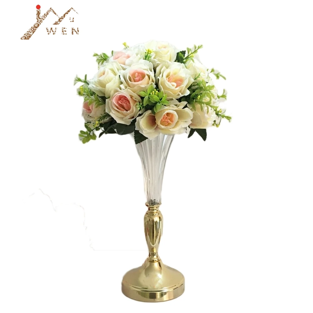 Flower Vase Creative Metal Wedding Tabletop Centerpiece Event Road Lead Party Glass Flower Rack Stand For Homes Decor 10PCS/ Lot