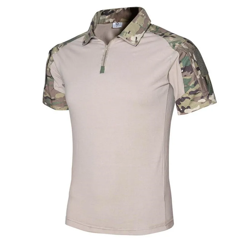 Camouflage Outdoor Climbing Training Breathable Fast Dry Cotton T-Shirt Shirt Men Hiking CS Paintball Short Sleeve T shirts Tops