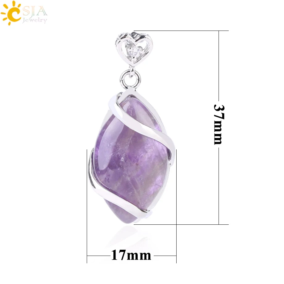 CSJA Classic Horse Eye Shaped Pendant Natural Stones Pendulum Silver-color Pendants for Necklaces Women Men Fashion Jewelry F562