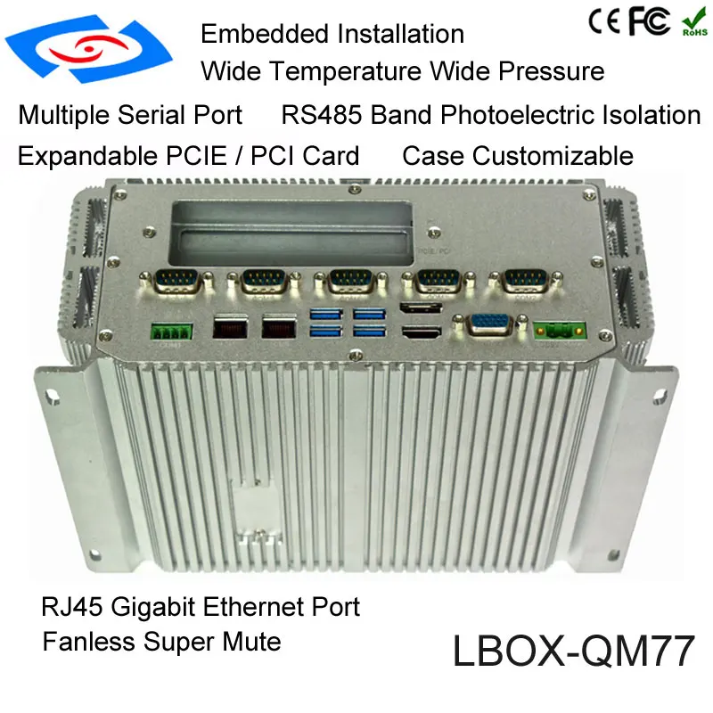 Low Cost 100% Well Tested -40 +80 Working Temperature Embedded Fanless Mini PC Support 4G/LTE/WiFi Modem Industrial Grade Box PC