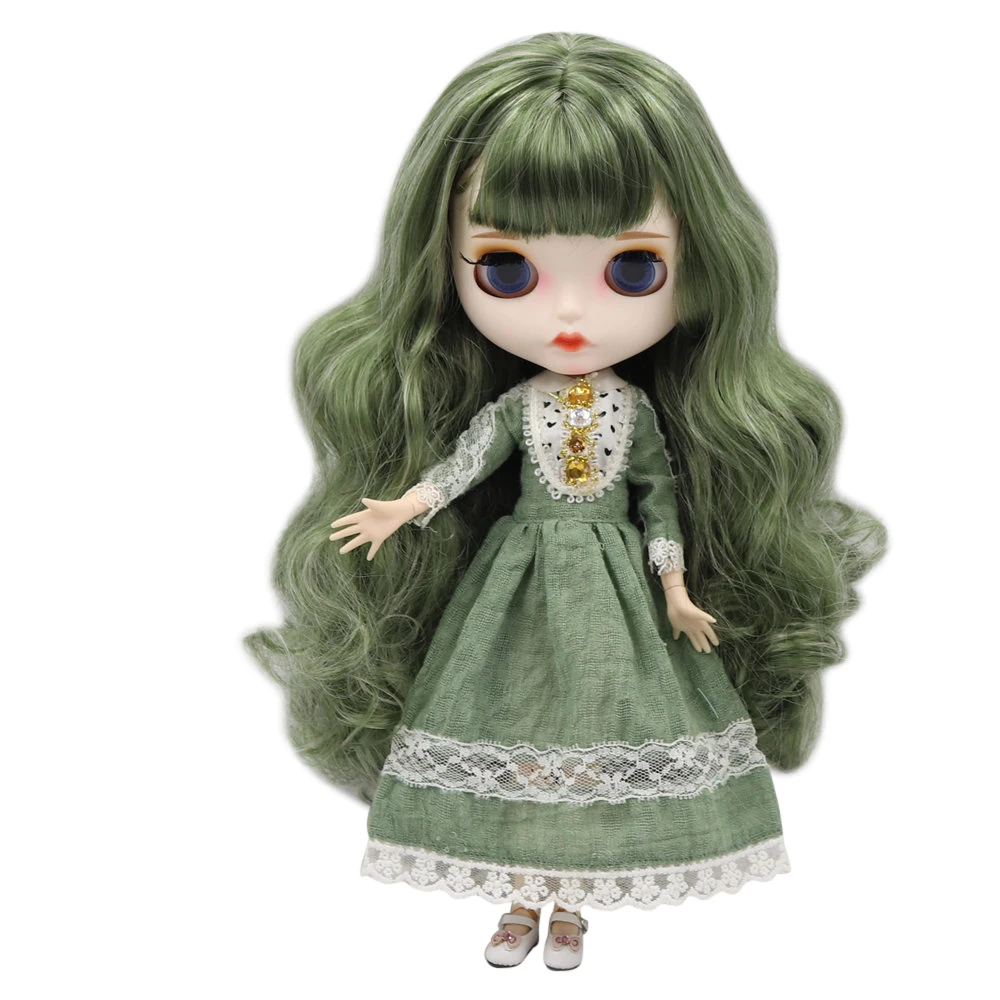 

Кукла Blyth doll от ICY DBS, с белой кожей, для суставов, зеленые волосы, новое матовое лицо с блеском для бровей и губ. № BL4299/8800