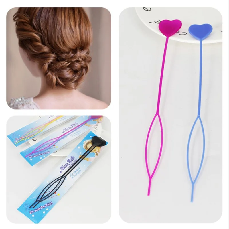 10Pcs/Lot Korean Style Women Hair Accessories Heart Hairpin Plastic Magic Topsy Tail Styling Tool Ponytail Braider Cute Headdres