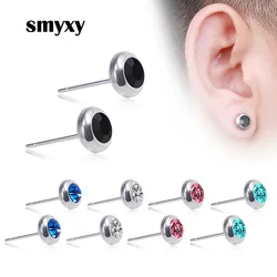 1 pair Women Man Stainless Steel Multicolor Rhinestones Stud Earrings Boy and Girl Hypoallergenic Ear Jewelry New Style