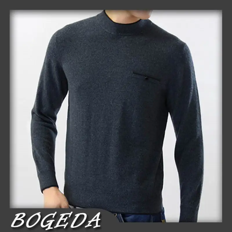 Pure Cashmere Sweater For Men Winter Pullover Solid Dark Gray Casual High Quality Natural fabric Free shipping Stock Clearance