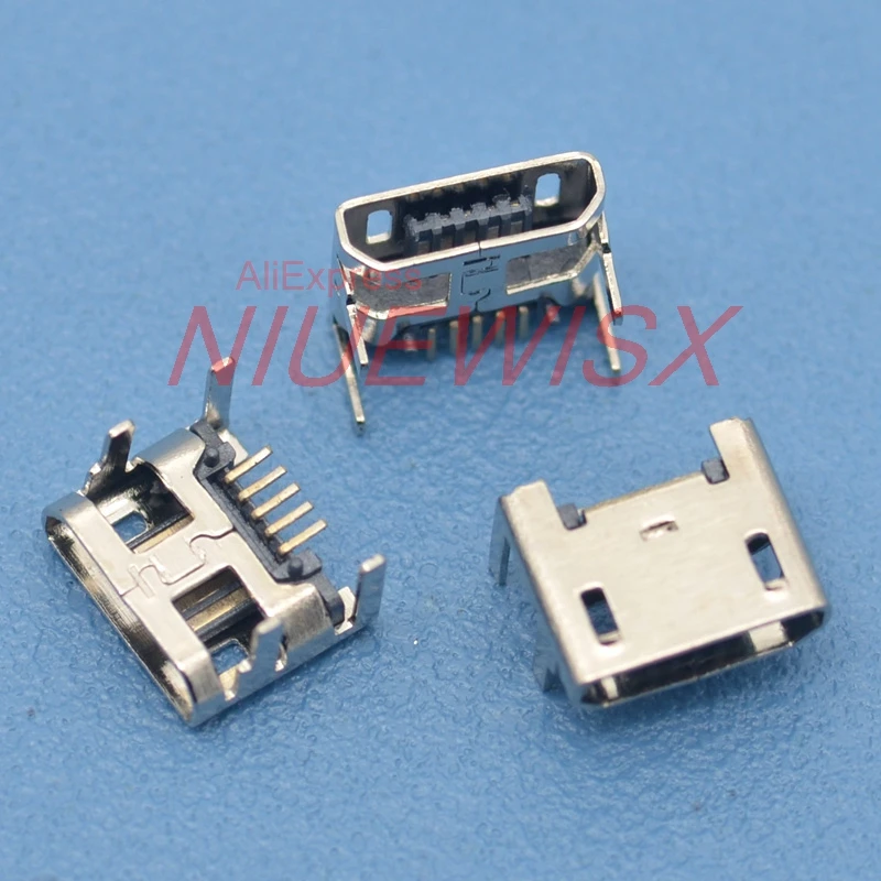 10pcs Micro USB connector 5pin seat Jack Micro usb Four leg no side Inserting plate seat MIni usb connector for Mobile tail plug